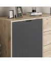 Madia Esta rovere chiaro e antracite con effetto cannettato 120x45x90H