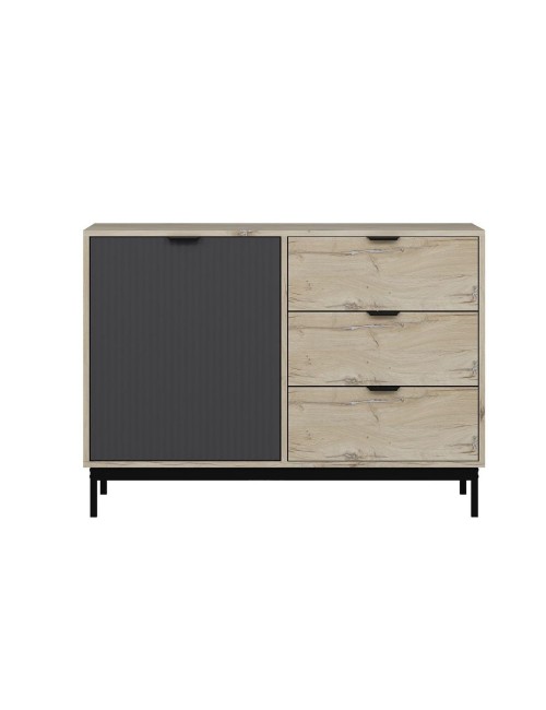 Madia Esta rovere chiaro e antracite con effetto cannettato 120x45x90H