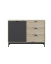 Madia Esta rovere chiaro e antracite con effetto cannettato 120x45x90H