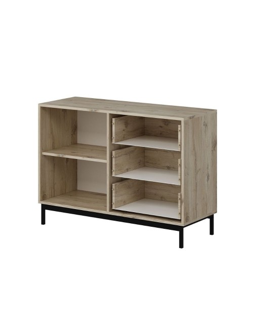 Madia Esta rovere chiaro e antracite con effetto cannettato 120x45x90H