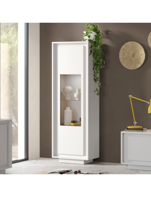 Vetrina con anta Tiki 67x40x197h colore bianco opaco