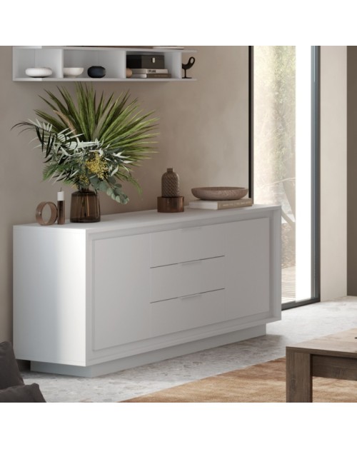 Madia 2 ante e 3 cassetti Tiki 180x40x80h colore bianco opaco