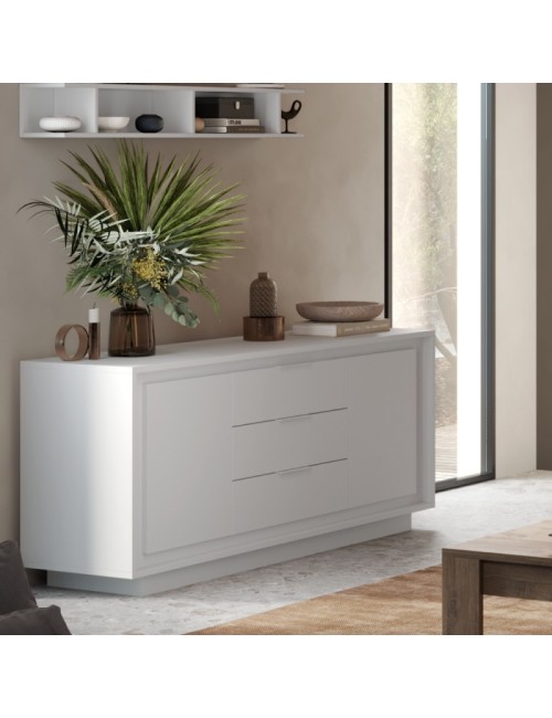 Madia 2 ante e 3 cassetti Tiki 180x40x80h colore bianco opaco