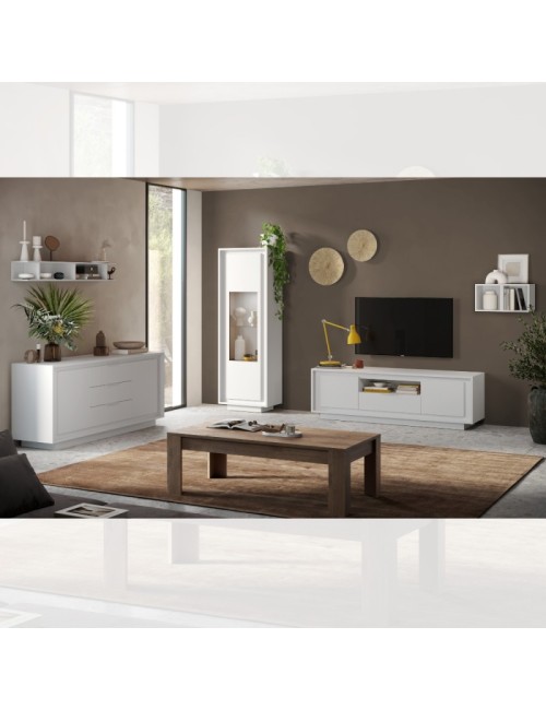 Madia 2 ante e 3 cassetti Tiki 180x40x80h colore bianco opaco