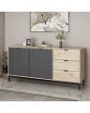 Madia Esta rovere chiaro e antracite con effetto cannettato 180x45x90H