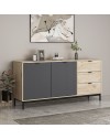 Madia Esta rovere chiaro e antracite con effetto cannettato 180x45x90H