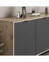 Madia Esta rovere chiaro e antracite con effetto cannettato 180x45x90H