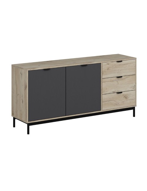 Madia Esta rovere chiaro e antracite con effetto cannettato 180x45x90H