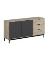 Madia Esta rovere chiaro e antracite con effetto cannettato 180x45x90H