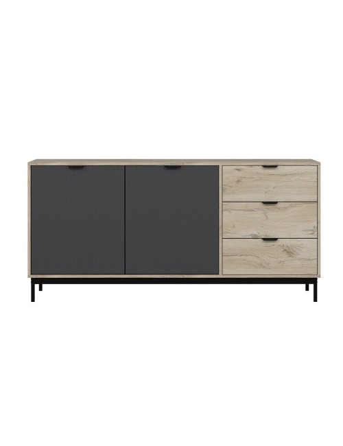Madia Esta rovere chiaro e antracite con effetto cannettato 180x45x90H