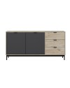 Madia Esta rovere chiaro e antracite con effetto cannettato 180x45x90H