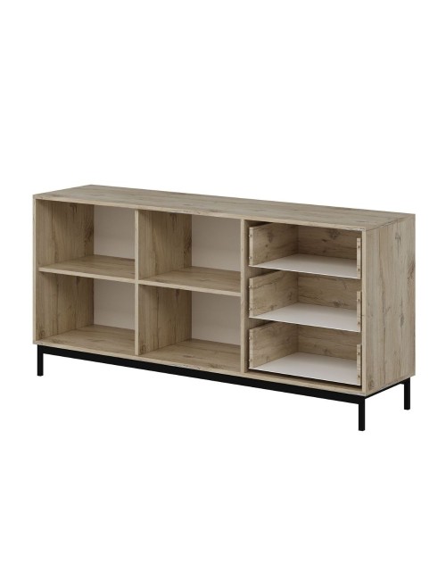 Madia Esta rovere chiaro e antracite con effetto cannettato 180x45x90H