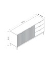 Madia Esta rovere chiaro e antracite con effetto cannettato 180x45x90H