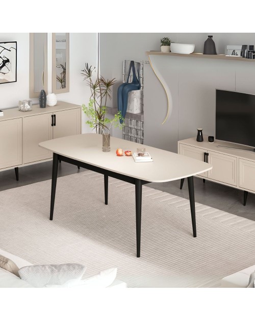 Tavolo allungabile Prime top cashmere e gambe nere 160x90x77H