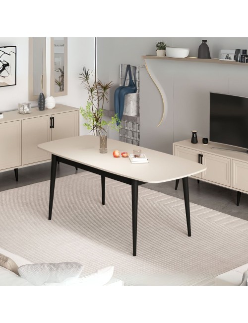 Tavolo allungabile Prime top cashmere e gambe nere 160x90x77H