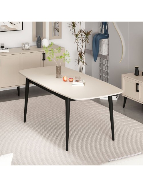 Tavolo allungabile Prime top cashmere e gambe nere 160x90x77H