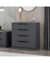 Cassettiera 4 cassetti Kale antracite effetto cannettato 72x42x77H
