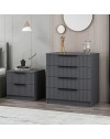 Cassettiera 4 cassetti Kale antracite effetto cannettato 72x42x77H