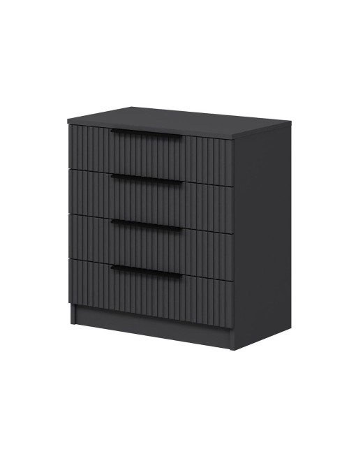 Cassettiera 4 cassetti Kale antracite effetto cannettato 72x42x77H