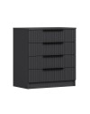 Cassettiera 4 cassetti Kale antracite effetto cannettato 72x42x77H