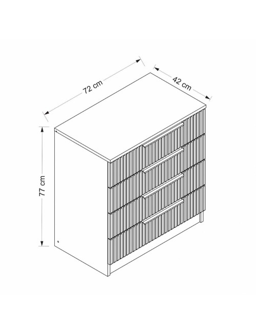 Cassettiera 4 cassetti Kale antracite effetto cannettato 72x42x77H