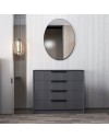 Cassettiera 4 cassetti con specchio Kale antracite effetto cannettato 100x45x85H