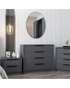 Cassettiera 4 cassetti con specchio Kale antracite effetto cannettato 100x45x85H