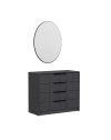 Cassettiera 4 cassetti con specchio Kale antracite effetto cannettato 100x45x85H