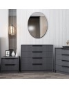 Cassettiera 4 cassetti con specchio Kale antracite effetto cannettato 100x45x85H
