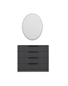 Cassettiera 4 cassetti con specchio Kale antracite effetto cannettato 100x45x85H