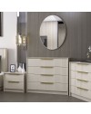 Cassettiera 4 cassetti con specchio Kale cashmere effetto cannettato 100x45x85H
