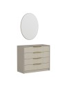 Cassettiera 4 cassetti con specchio Kale cashmere effetto cannettato 100x45x85H