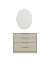 Cassettiera 4 cassetti con specchio Kale cashmere effetto cannettato 100x45x85H