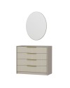 Cassettiera 4 cassetti con specchio Kale cashmere effetto cannettato 100x45x85H