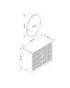 Cassettiera 4 cassetti con specchio Kale cashmere effetto cannettato 100x45x85H