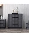 Cassettiera 4 cassetti incassati Kale antracite effetto cannettato 72x42x77H