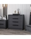 Cassettiera 4 cassetti incassati Kale antracite effetto cannettato 72x42x77H