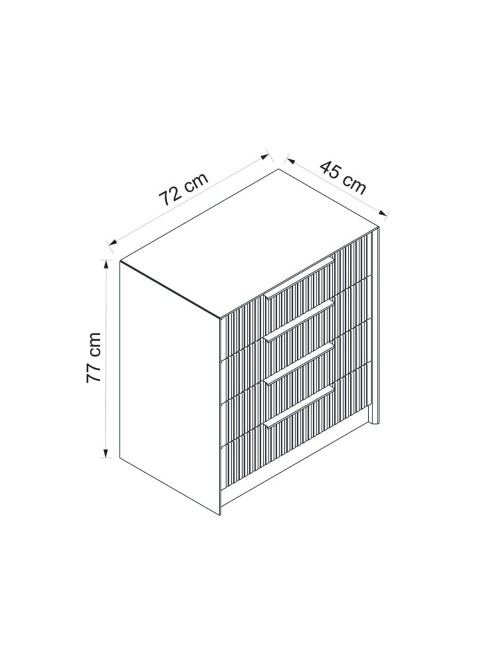 Cassettiera 4 cassetti incassati Kale antracite effetto cannettato 72x42x77H