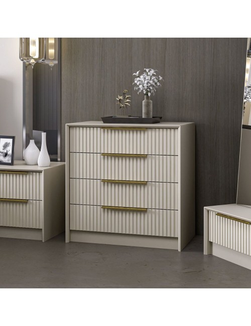 Cassettiera 4 cassetti incassati Kale cashmere effetto cannettato 72x42x77H