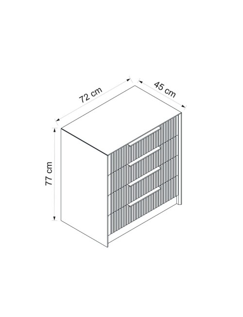 Cassettiera 4 cassetti incassati Kale cashmere effetto cannettato 72x42x77H