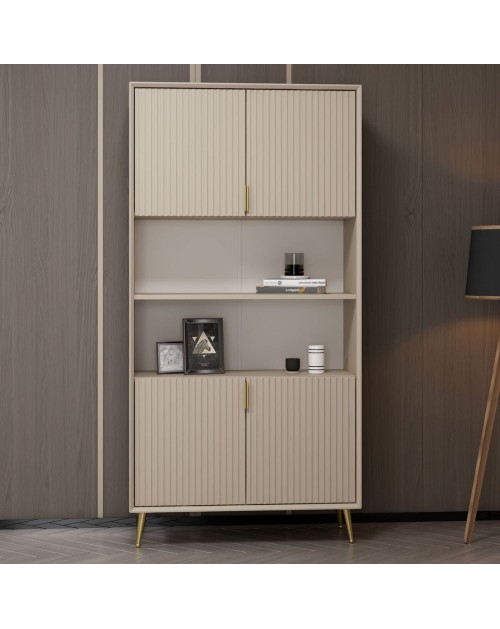 Credenza alta Kale effetto cannettato cashmere 90x35x180H – Eleganza Verticale