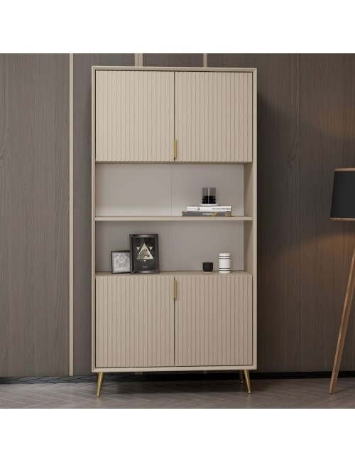 Credenza alta Kale effetto cannettato cashmere 90x35x180H – Eleganza Verticale