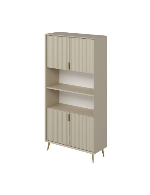 Credenza alta Kale effetto cannettato cashmere 90x35x180H – Eleganza Verticale
