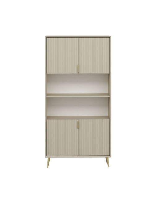 Credenza alta Kale effetto cannettato cashmere 90x35x180H – Eleganza Verticale