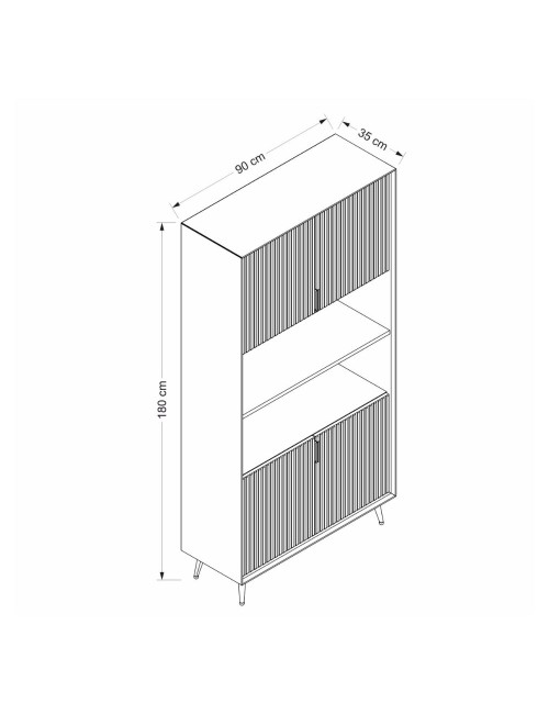 Credenza alta Kale effetto cannettato cashmere 90x35x180H – Eleganza Verticale