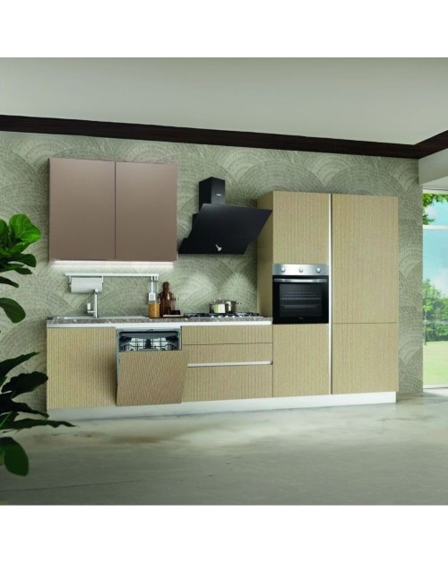 Cucina Completa Lily Destra 348 cm – Eleganza Moderna e Funzionalità con Elettrodomestici Inclusi