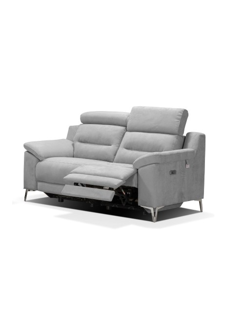 Divano Egeo 2 Posti con 2 Recliner Elettrici in Tessuto Grigio 174x97x96 – Comfort e Design Moderno