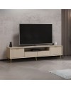 Porta TV Kale cashmere effetto cannettato con piedi in metallo oro 180x35x45H