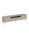 Porta TV Kale cashmere effetto cannettato con piedi in metallo oro 180x35x45H