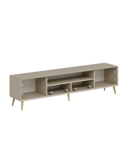 Porta TV Kale cashmere effetto cannettato con piedi in metallo oro 180x35x45H